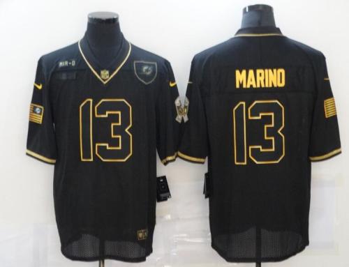 Dolphins 13 Dan Marino Black Gold 2020 Salute To Service Limited Jersey