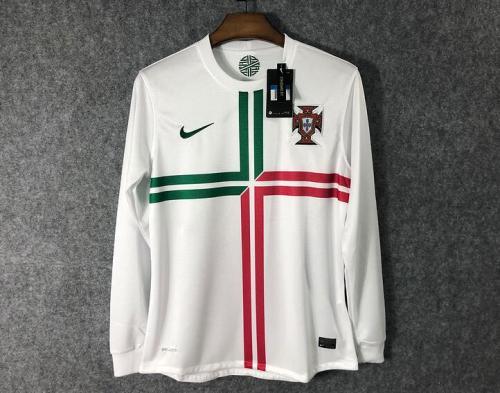 Retro Jersey 2012 Long Sleeve Portugal Away White Soccer Jersey Vintage Football Shirt