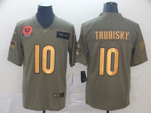 Chicago Bears 10 Mitchell Trubisky 2019 Olive Gold Salute To Service Limited Jersey