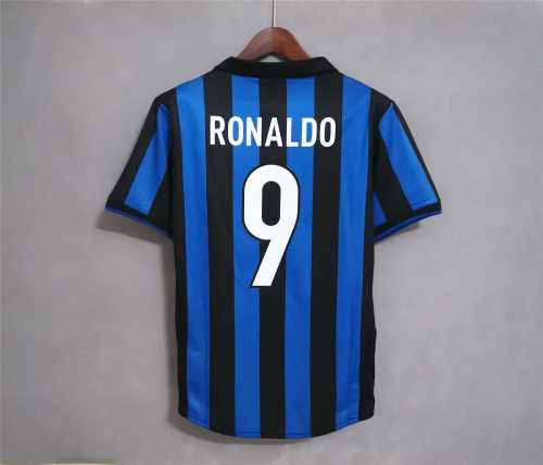 Retro Jersey 1998-1999 Inter Milan 9 RONALDO Home Soccer Jersey