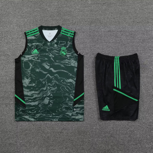 Adult Uniform 2023-2024 Real Madrid Green/Black Soccer Training Vest and Shorts