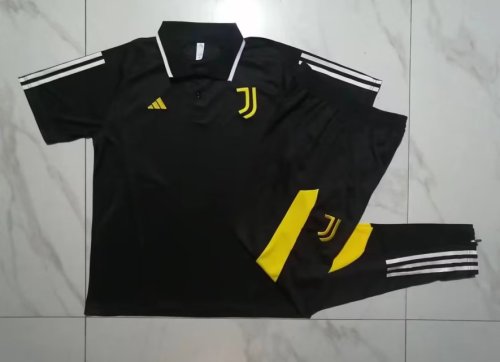 2023-2024 Juventus Black Soccer Polo and Pants