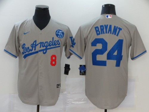 Los Angeles Dodgers 8 BRYANT 24 Grey Cool Base Jersey