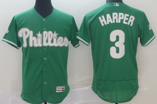2019 Philadelphia Phillies # 3 HARPER Green  MLB Jersey