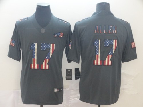Buffalo Bills 17 ALLEN 2019 Black Salute To Service USA Flag Fashion Limited Jersey