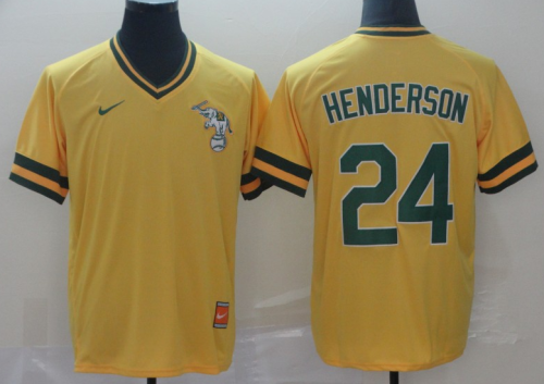2019 Oakland Athletics # 24 HENDERSON Yellow  MLB Jersey
