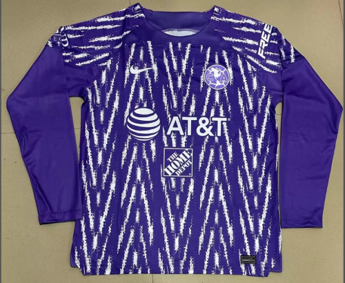 Long Sleeve 2023-2024 Club America Aguilas Purple Goalkeeper Soccer Jersey