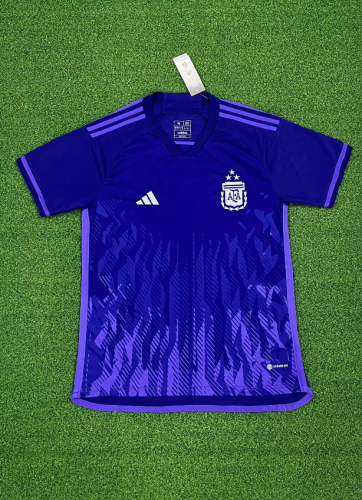 with 3 Stars Fans Version 2022 World Cup Argentina Away Purple Soccer Jersey