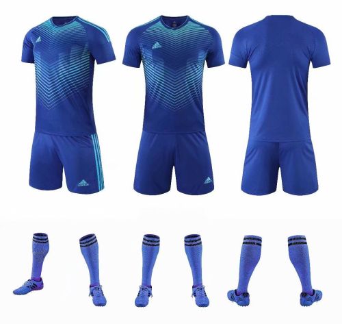 XBJ-AFX-802# Color Blue  Tracking Suit Adult Uniform Soccer Jersey Shorts