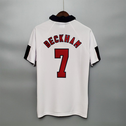 with Front Lettering Retro Jersey 1998 England BECKHAM 7 Home Soccer Jersey