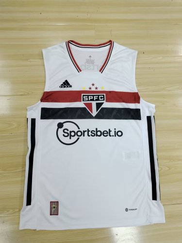 Fans Version 2023-2024 Sao Paulo White Soccer Training Vest