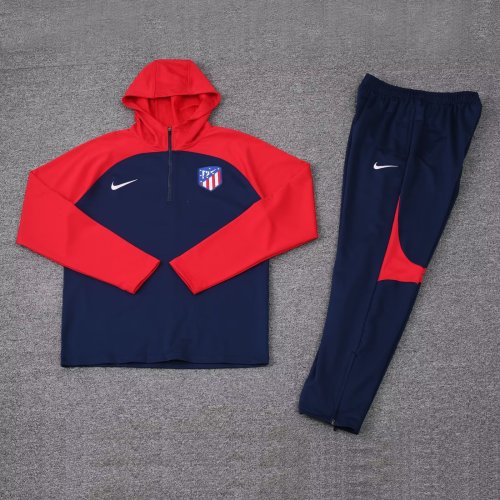 2023-2024 Atletico Madrid Red/Blue Soccer Hoodie and Pants