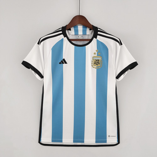 with 3 Stars Fans Version 2022 World Cup Argentina Home Soccer Jersey