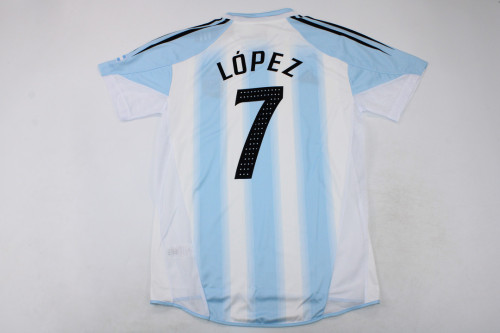 Retro Shirt 2004-2005 Argentina LOPEZ 7 Vintage Home Soccer Jersey