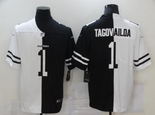 Miami Dolphins 1 TAGOVAILOA Black And White Split Vapor Untouchable Limited Jersey