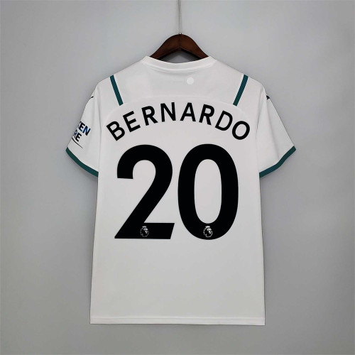 #17 DE BRUYNE,#9 G.JESUS,#7 STERLING Shirt 2021-2022 Manchester City Away White Soccer Jersey