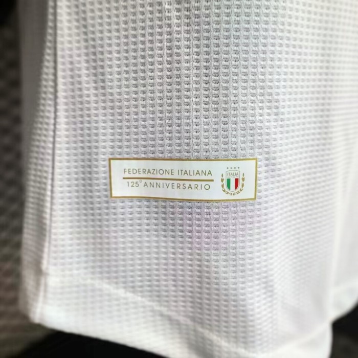 Player Version 2023-2024 Italy 125th anniversary kit White Shirt Soccer Jersey