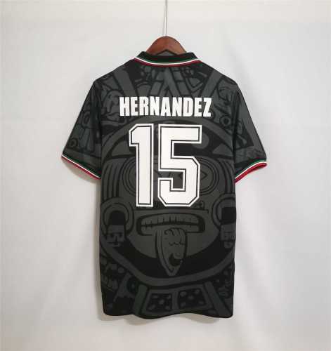 Retro Jersey 1998 Mexico HERNANDEZ 15 Black soccer Jersey