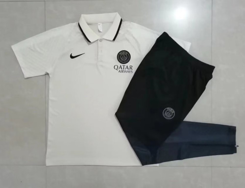 2023-2024 PSG White Soccer Polo and Pants