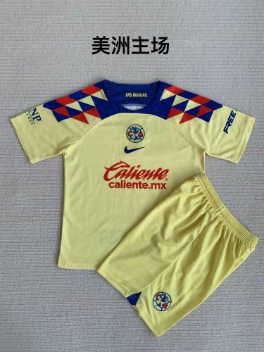 Youth Uniform Kids Kit 2023-2024 Club America Aguilas Home Soccer Jersey Shorts