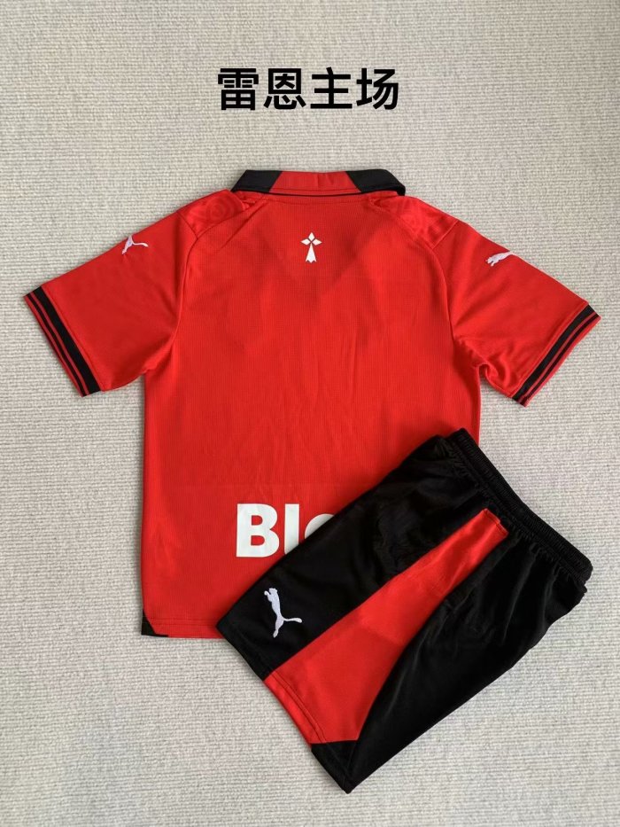 Adult Uniform 2023-2024 Stade Rennais Home Soccer Jersey Shorts