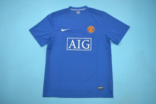 Retro Jersey 2007-2008 Manchester United Away Blue Soccer Jersey Vintage Football Shirt