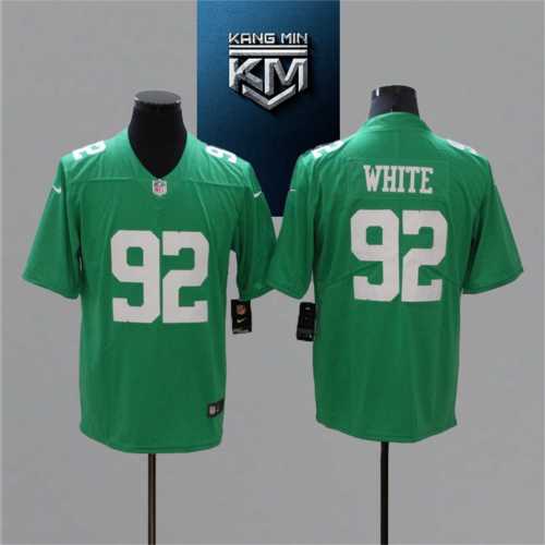 2021 Eagles 92 WHITE Green NFL Jersey S-XXL White Font