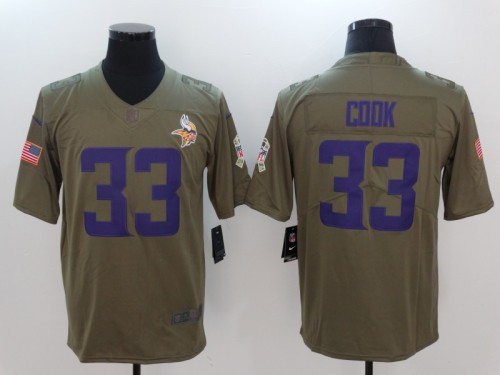 Minnesota Vikings 33 Dalvin Cook 2019 Olive Purple Salute To Service Limited Jersey