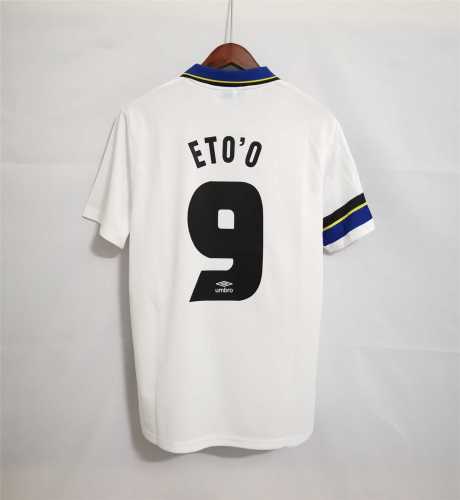 with Serie A Patch Retro Jersey 1997-1998 Inter Milan ETO'O 9 Away White Soccer Jersey