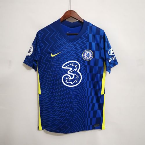 with EPL Patch Fans Version 2021-2022 Chelsea Home Blue Soccer Jersey