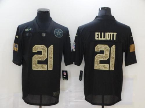 Dallas Cowboys 21 ELLIOTT Black Camo 2020 Salute To Service Limited Jersey