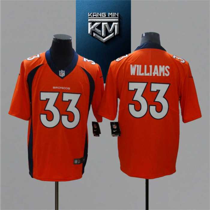 2021 Broncos 33 WILLIAMS Orange NFL Jersey S-XXL White Font