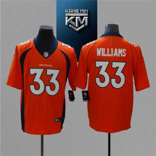 2021 Broncos 33 WILLIAMS Orange NFL Jersey S-XXL White Font