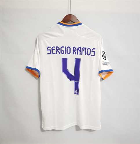 Fans Version 2021-2022 Real Madrid SERGIO RAMES 4 Home Soccer Jersey