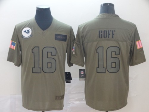 Los Angeles Rams 16 Jared Goff 2019 Olive Salute To Service Limited Jersey