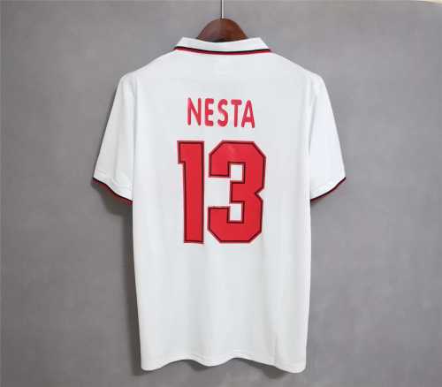 Retro Jersey 1993-1994 AC Milan NESTA 13 Away White Soccer Jersey