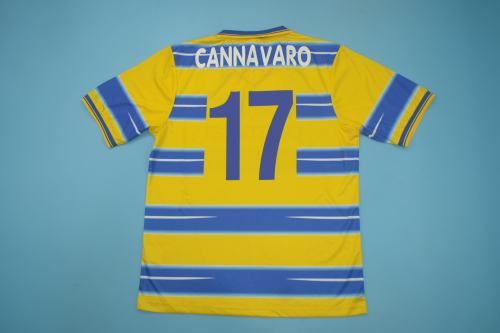 Retro Jersey 1998-1999 Parma 17 CANNAVARO Third Away Yellow Soccer Jersey