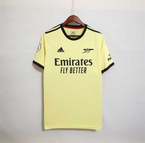 with EPL Patch Fans Version 2021-2022 Arsenal Away Yellow Soccer Jersey