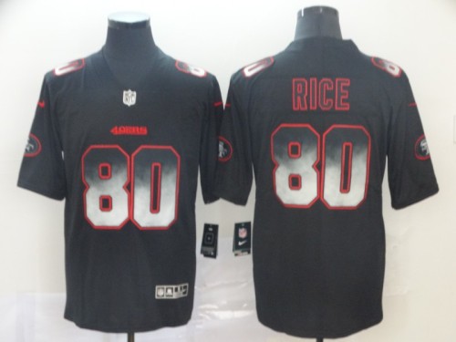 San Francisco 49ers #80 RICE Black/Red NFL Jersey