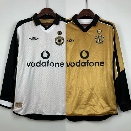Long Sleeve Retro Shirt 2000-2001 Manchester United Reversible Model Soccer Jersey