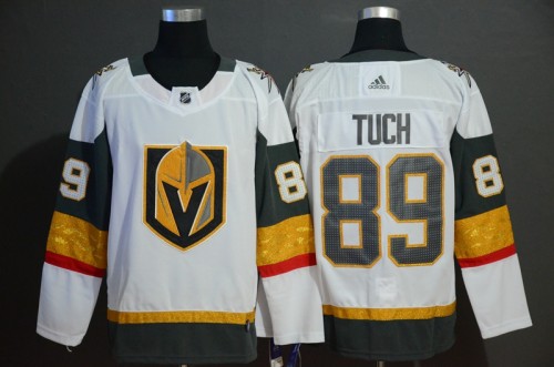 Vegas Golden Knights 89 Alex Tuch White With Special Glittery Logo Jersey