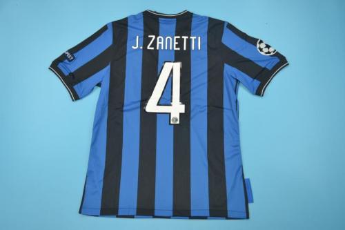 with UCL Patch Patches Retro Jersey Inter Milan 2009-2010 #4 J.ZANETTI Home UCL Final Jersey