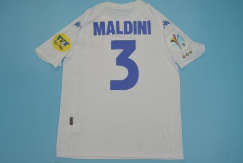 with Patch Retro Jersey 2000 Italy 3 MALDINI Away White Soccer Jersey