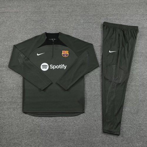 2023-2024 Barcelona Olive Soccer Training Sweater and Pants