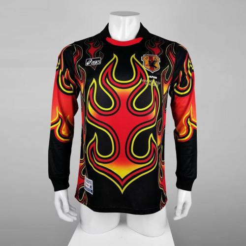 with Front Lettering Retro Jersey 1998 Long Sleeve Japan Red Flame Goalkeeper Soccer Jersey Vintage Football Shirt