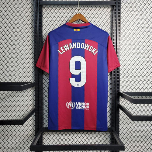 LEWANDOWSKI 9 Shirt for 2023-2024 Fan Version Barcelona Home Soccer Jersey