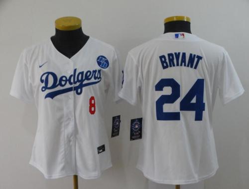 Women Los Angeles Dodgers 24 BRYANT White Cool Jersey