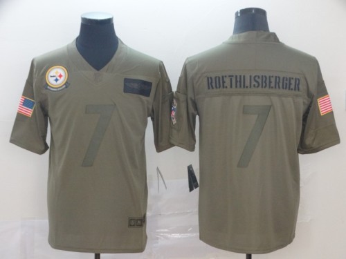 Pittsburgh Steelers 7 Ben Roethlisberger 2019 Olive Salute To Service Limited Jersey