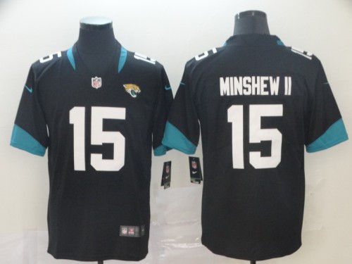 Jacksonville Jaguars #15 MINSHEW II Black/White NFL Jersey