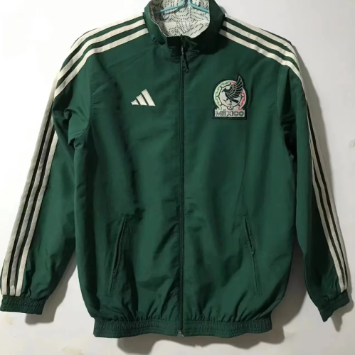 Youth Kids Jacket 2022 Mexico Green White Soccer Reversible Jacket